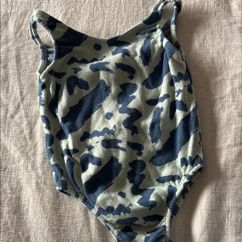 Blue and Green Camouflage Swimsuit